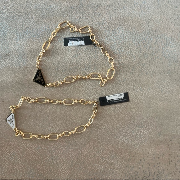 BLACK PRADA NECKLACE GOLD CHAIN - Picture 4 of 5
